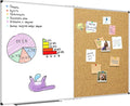 XBoard Extra Large Magnetic White Board and Bulletin Corkboard Combination, 72 x 40 Inch Foldable Dry Erase & Cork Combo Board for Wall with Aluminum Frame, 6' x 3' Notice Memo Board Pin Vision Board
