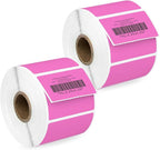 HOUSELABELS 2.25" x 1.25" Pink Address Labels on 1" Core Compatible with Zebra and Rollo Printers, 2 Rolls / 1,000 Labels per Roll