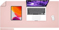 Wolaile PU Leather Desk Pad Blotter,Light Pink Waterproof Office Desktop Mat for Women,36x17in Non-Slip Large Mouse Pad Writing Protector