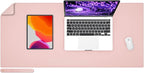 Wolaile PU Leather Desk Pad Blotter,Light Pink Waterproof Office Desktop Mat for Women,36x17in Non-Slip Large Mouse Pad Writing Protector