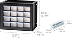 IRIS USA Small Plastic Drawer Organizer, 16-Drawer, Stackable Teacher Toolbox Crayon Small Parts Bead Building Bricks Screw Garage Desk Storage Cabinet, Drink and Water Flavor Packet Organizer, Black