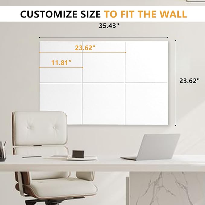 Large Cork Board Tiles for Wall with Push Pins, Removable 36" x 24" Bulletin Board Sets, Adhesive Pin Board | Magrowill 6 Packs Felt Panels for Office Home Classroom Dorm Interior Wall Decor