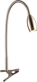 O'Bright Lumos - Versatile Clip-on Lamp: Zoomable Spotlight, Dimmable LED, Flexible Gooseneck, 4000K Light, 100% Metal Clamp - Ideal for Reading, Crafting, Work, and Headboards, Brushed Nickel