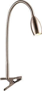 O'Bright Lumos - Versatile Clip-on Lamp: Zoomable Spotlight, Dimmable LED, Flexible Gooseneck, 4000K Light, 100% Metal Clamp - Ideal for Reading, Crafting, Work, and Headboards, Brushed Nickel
