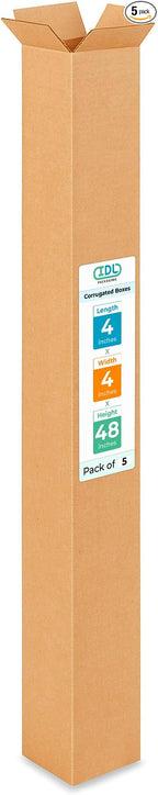 Tall Moving & Shipping Boxes 4 x 4 x 48 inches (5-Pack) - Extra Strength 200 lb vs Regular - Corrugated Durable Packing Boxes for Moving - Tall Cardboard Box - Eco Shipping Box by IDL Packaging