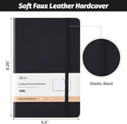 SUIN Hardcover-Journal-Notebooks, A5 Lined Journals Notebook for Writing 200 Pages, 8.2 x 5.5 inch, Classic Ruled Notebooks for Work/Travel/College (Black- 1 Pack)