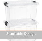 Superio Clear Storage Boxes with Lids, 4.75 Quart Plastic Container Bins for Organizing, Stackable Crates, BPA Free, Non Toxic, Odor Free, Organizers for Home, Office, School, and Dorm