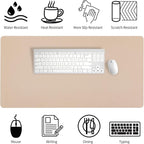 Bloss Leather Desk Pad, Mouse Pad, Non-Slip Desk Protector Mat, Leather Desk Blotter, Computer Desk Pad, Waterproof Desk Mat for Home Office and Decor - Beige (35.4×17Inches)