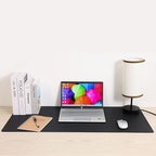 Wolaile Desk Blotter Pad,27x13 inch PU Leather Computer Mouse Mat,Non-Slip Waterproof Writing Desktop Protector for Office Home,Small,Beige White