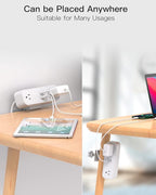 Desk Clamp Power Strip, 65W 10ft Extension Cord- 2 Outlets Desktop Power Strip with USB C 65W, USB A(QC 18W) Desktop Desk Clamp Power Station for Office, Home