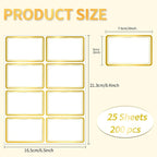 Yeachlaing 2" x 3" 200 PCS Name Labels, Waterproof Blank Name Tag Stickers with Permanent Adhesive Writable Stickers with Metallic Gold Border for School Office Home