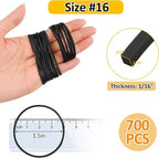 MOWPOG 700 Pcs Rubber Bands, Size #16 Reusable Elastic Rubber Band for Office Supplies File Folders, Home Packaging, Crafts DIY Bundling, Multipurpose (Black)