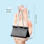 XIIFIIFII 3 Inch Extra Large Binder Clips (24 Pack), Black Jumbo Binder Clips, Heavy Duty Paper Clamps, Big Metal Paper Clips for Office, Home, School, Art Supplies