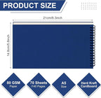 Engrowtic Dot Grid Notebook Top Spiral Notebook A5 Size Bullet Dotted Paper Hardcover Dot Journal 8.3''x 5.8'' 140 Pages Spiral Notepads for Sketching Drawing Writing School Office (Dark Blue,2 Pcs)