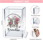 Vgrti It's Okay Only Breathe Acrylic Cosmetic Pencil Pen Holder Cup, Skeleton Desk Organizer Accessories for Office, Inspirational Gifts for Women Girl Coworker Therapist Teacher Respiratory Doctor
