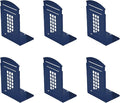 MerryNine 6 Pack Book Ends, Metal Bookends for Shelves, Telephone Booth Decorative Bookends, Non Skid Heavy Bookends, Book, Magazine or CD Organizers for Home and Office (Blue-6pcs)