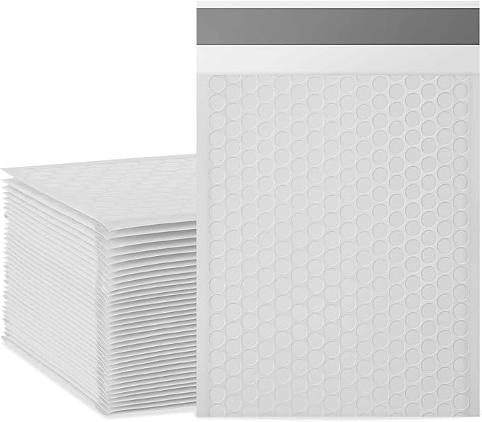 packbabol Bubble Mailers, 8.5x11 Inch Poly Padded Bubble Mailers Pack of 50 Bubble Envelopes Opaque Self Seal Adhesive Waterproof Bags for Shipping and Packaging (White)