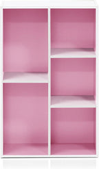 Furinno LUDER Book Shelf, 5-Cube Bookshelf, Reversible Bookcase, 9.4 x 19.5 x 31.5, for Living Room, Bedroom, Home Office, White/Pink