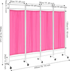 Medical Privacy Screens, Waterproof Nylon Fabric, 78.7 * 70.9 in Foldable Rolling Medical Privacy Screen with Silent Wheels, Suit for Hospitals, Clinics, and Nursing Homes (Pink, 4 Panels)