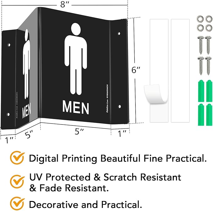 Faittoo Restroom Sign, Bathroom Signs, (4 Pack) 6 x 8 Inches Acrylic Sign, for Office or Business Bathroom and Toilet Door or Wall Decor, Indoor Outdoor Use, Black (Men and women Set)