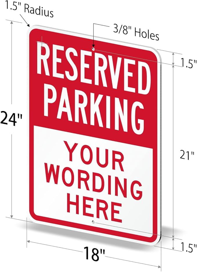 SmartSign 24 x 18 inch Custom “Reserved Parking” Metal Sign - Add Text, 80 mil Laminated Rustproof Aluminum, Red and White, Made in USA