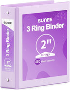 SUNEE 3 Ring Binder 2 Inch 1 Pack, Clear View Binder Three Ring PVC-Free (Fit 8.5x11 Inches) for School or Office Supplies, Purple