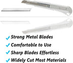 WEKOIL 9mm Snap Off Utility Knife 3 Pack High Hardness Retractable Box Cutters with 30 Pcs Snap Off Blades,Package Cutter 9mm Knife for Home Office Workstation,White