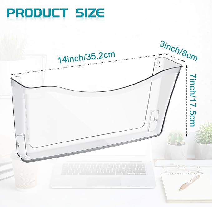 Colarr 12 Pcs Expandable Pocket Wall File Set Plastic Wall Mountable Space Saving Files Office Wall Organizer Wall Mount File Holder Wall Hanging File Organizer for Mail Letter Magazine (Clear)