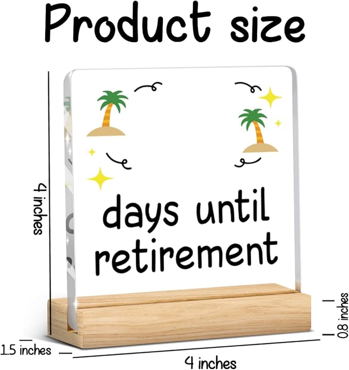 Retirement Countdown Calendar Funny Retirement Countdown Gifts for Coworker Manager Women Men Friend Employee Retire Office Desk Decor Acrylic Sign