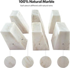 Faticdorr Luxury Marble Bookends for Shelves, 11LB Heavy Duty Marble Book Ends for Heavy Books, Stone Bookends Decorative, Polished, Calacatta Gold Triangular, Set of 2