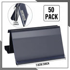 Kathfly 50 Pcs Wire Shelf Label Holders Compatible with Metro 1-1/4in Shelves, Plastic Wire Rack Label Holder 3" l x 1.25" H Price Tag Shelf Clips On, Black