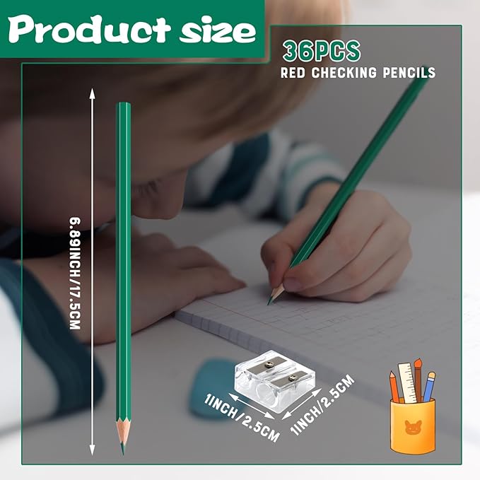 sqzrmdcg 36 PCS Colored Pencils Pre-sharpened Coloring Pencils Set for Kids and Adult, Teachers Essential Classroom Prizes, Back to School Supplies (Green)