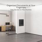 MAXXBUILD 4 Tier Wall Mounted File Organizer, Metal Task Rack for Office Documents, Mail & Folders, Space-Saving Office Wall Organizer, Black 19.5”H