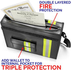 Upgraded Fireproof & Waterproof Document Bag – Lockable 17”x 12”x 5” with Wallet Protector - Reflective to Find Fast at Night – Shield Documents & Valuables from Fire & Water - Firefighter Designed