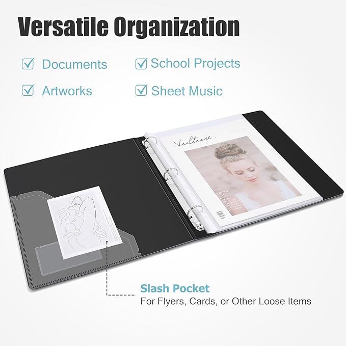 Uquelic 50-Pocket Binder with Plastic Sleeves, High-Capacity Document Organizer and Presentation Book for Artwork, Clear Sheet Protectors, Display 100 Pages (Macaron 50 Pockets)
