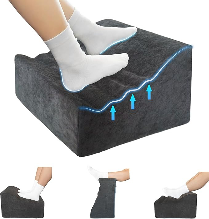XYRONICA Foot Rest for Under Desk at Work, Comfortable Office Footrest, Ergonomic Foot Stool for Long Sitting with Curved Design Relieves Leg Pressure (Dark Gray)