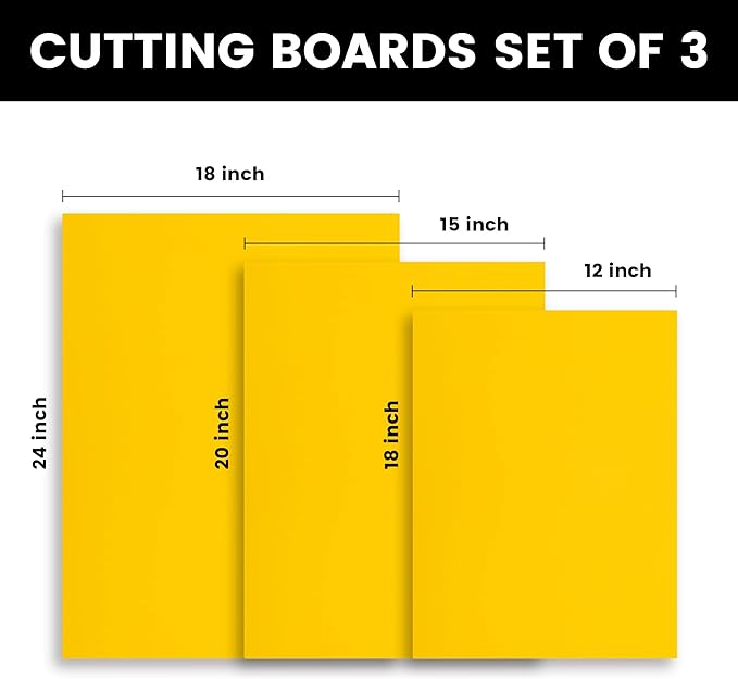 CMI Commercial Grade Cutting Board for Kitchens,Cutting Board Set,Thick White Plastic Chopping Board,20 x 15 x 1 Inch, White-Color 3 of Pack Set,Professional for Restaurants,NSF Certified