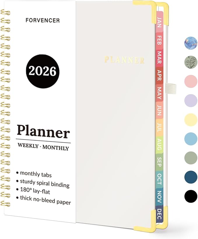 2026 Planner, Forvencer Calendar Planner Weekly and Monthly, Jan 2026-Dec 2026, 6" X 8", Hardcover Agenda Book, Daily Journal Organizer with Inner Pocket, Notebook for Office School, A5, Off-white