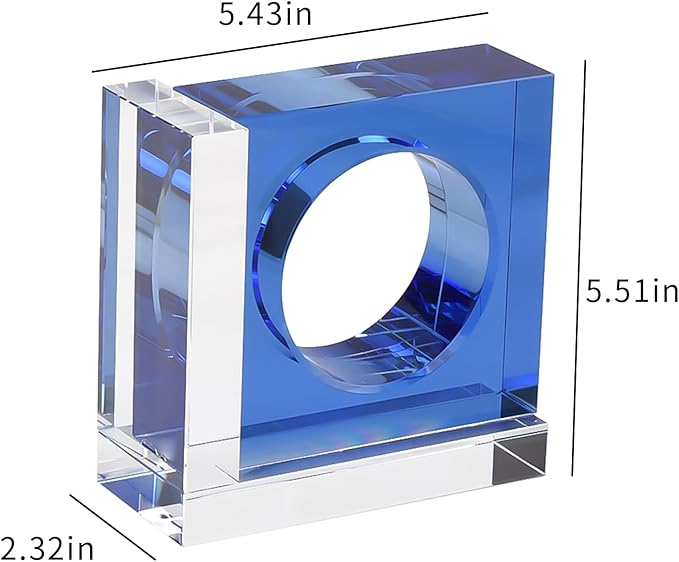 Kitcom Handmade Crystal Bookends Square, 1 Pair of Decorative Tabletop Bookends for Office, Home, Desk,Sky Blue