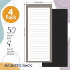 Utron 4 Pack Magnetic Notepads for Refrigerator, 50 Pages/Book Grocery List Magnet Pad for Fridge, Design Magnetic Grocery List Pad for Fridge, Grocery List Notepad, To-Do Memos, List