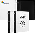 Tashkummy 360° Pivotable 3 Ring Binder, Upgraded Foldable Binders 1 inch 2 Pack, Thin Small Three Ring Binder Fits 8.5" x 11", for Home, School and Office Binders Supplies - White