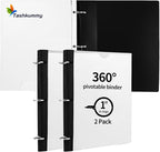 Tashkummy 360° Pivotable 3 Ring Binder, Upgraded Foldable Binders 1 inch 2 Pack, Thin Small Three Ring Binder Fits 8.5" x 11", for Home, School and Office Binders Supplies - White