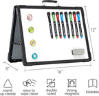 Small Dry Erase White Board - TSJ OFFICE 12" x 16" Mini Easel Desktop Double Sided Whiteboard, Portable Magnetic Board on Table Top with Holder for Drawing, Teacher Instruction, Memo Board