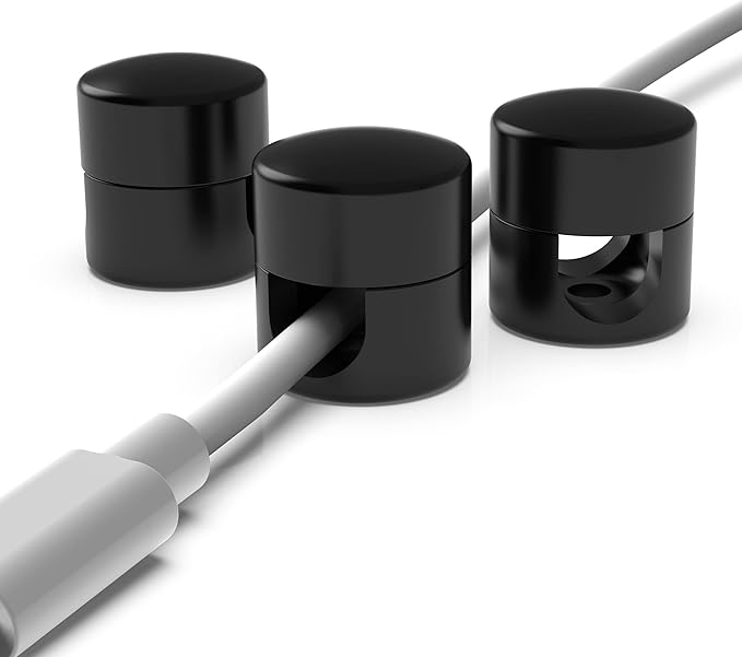 ICONIT Cable Anchors for Desk Organization Black | Premium Aluminum Cord Organizers | Charger + Cable Management Clips for Home & Office | Stylish, Sturdy, & Functional | (3 Pack)