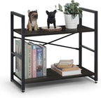 CAPHAUS 2 Tier Small Bookshelf, 24 Inch Width Free Standing Shelf, Bookcase Shelf Storage Organizer, Industrial Book Shelves for Home Office, Living Room, Black Shelves & Metal Frame