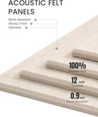 Large Felt Bulletin Board 48" x 36", 12-Pack 4-Compartment Wall Organizer, Cork Board Alternative with 70 Removable Adhesive Tabs, Modular Felt Panels for Home Office, Classroom and Study-Oatmeal
