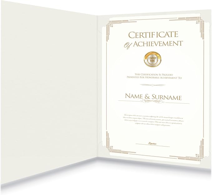 HAUTOCO 50 Packs Certificate Holders, Cream Color Diploma Folders Certificate Covers with Gold Foil Border for Letter Size 8.5x11 Cardstock, Award, Document, Graduation