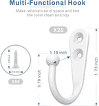 ZAYBOD 25PCS Wall Hooks | Hooks for Hanging | Wall Hooks for Hanging | Coat Hooks | Hooks for Hanging Heavy Duty | Wall Hangers with 50 Pieces Screws（White）