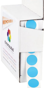 ChromaLabel 1/2 Inch Circle Sticker Labels, High Visibility Round Colored Stickers, Removable Sticky Dots - 1000 Color Coding Stickers per Dispenser Box, 1000 Light Blue Dots