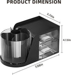Marbrasse Desk Organizer with 2 Drawer, 360°Rotating Pen Holder, Desk Organizers and Accessories with 6 Slots Pencil Holder + 2 Drawer, Art Supply Storage Box Caddy for Office (Black)